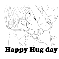 Enjoyable Hug Day Free Coloring Page for Kids