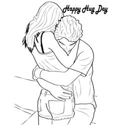 Lovers Hug Free Coloring Page for Kids