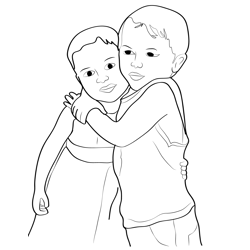 Sweet Romantic Hug Free Coloring Page for Kids