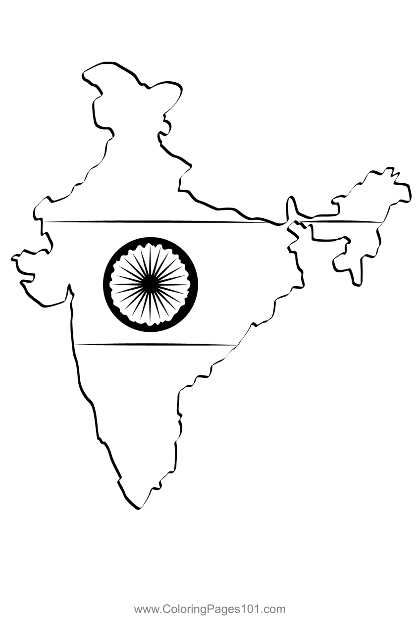 India Maps Coloring Page for Kids - Free Independence Day - India ...