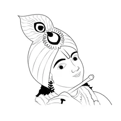 Beautiful Krishna Free Coloring Page for Kids