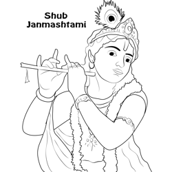 Best Krishna Free Coloring Page for Kids