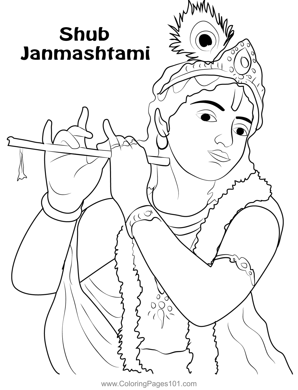 Free Vector | Hand draw sketch lord krishna in happy janmashtami  celebration background