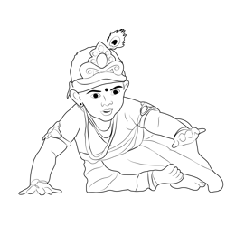 Happy Janmashtami Free Coloring Page for Kids