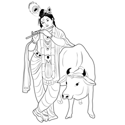 Krishna 1 Free Coloring Page for Kids
