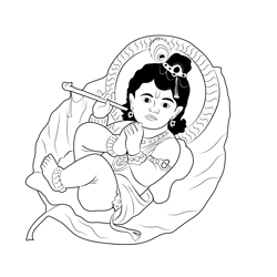 Krishna 2 Free Coloring Page for Kids