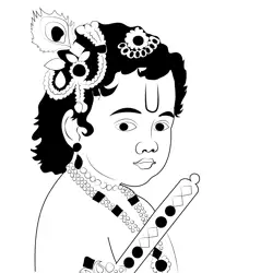 Krishna 3 Free Coloring Page for Kids