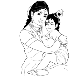 Krishna 4 Free Coloring Page for Kids