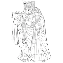 Radha Best Free Coloring Page for Kids