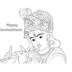 Shree Krishna Free Coloring Page for Kids