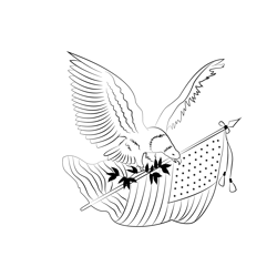 Eagle And Flag Free Coloring Page for Kids