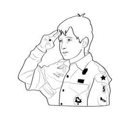 Memorial Day Salute The Boy Free Coloring Page for Kids