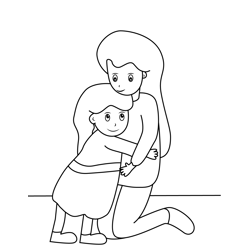 Cute Daughter Hugging Mom Free Coloring Page for Kids