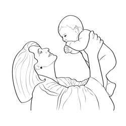 Cute Happy Mother's Day Free Coloring Page for Kids