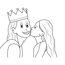 Daughter Kissing Mom Free Coloring Page for Kids