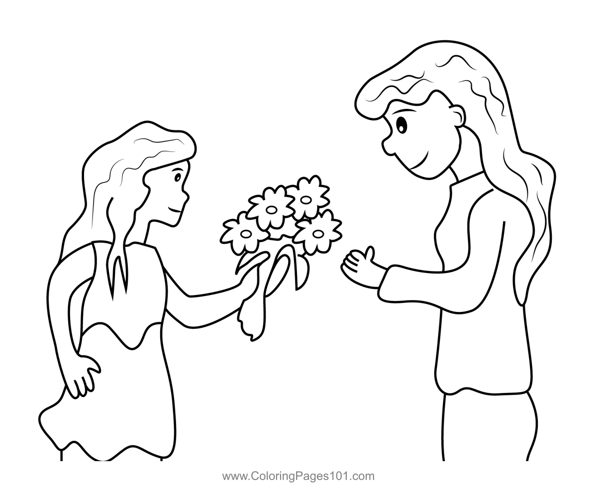 Girl Giving Bunch of Flowers to Mom