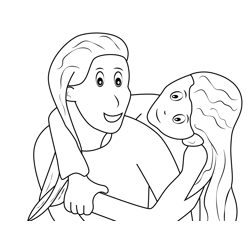 Girl Hugging Mom Free Coloring Page for Kids