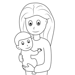 Happy Mom and Baby Free Coloring Page for Kids