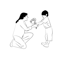Mom And Sun Free Coloring Page for Kids