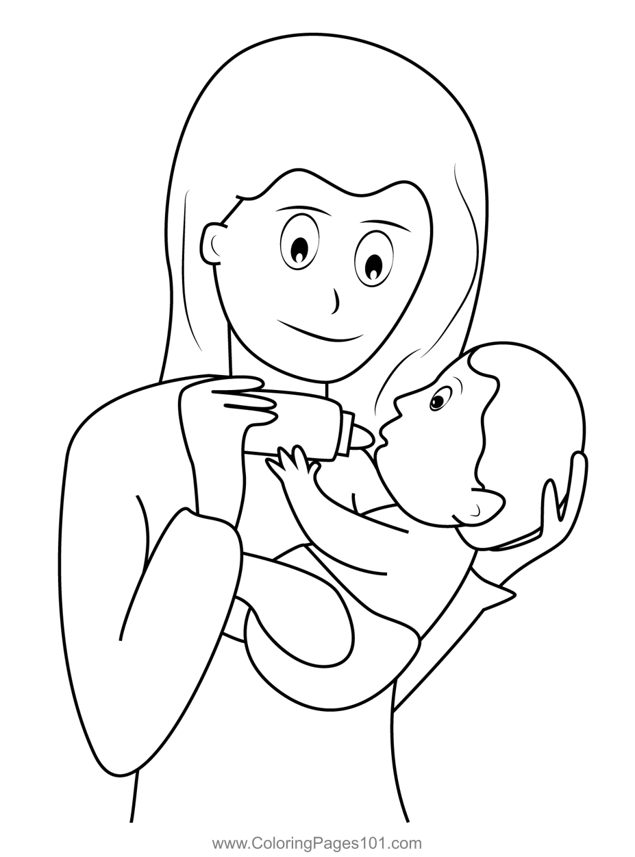 Breastfeeding illustration, mother feeding a baby with breast with nature  and leaves background. Concept illustration in cartoon style.