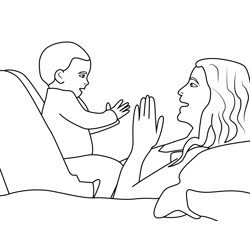 Mom Playing with Baby Free Coloring Page for Kids
