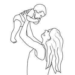 Mom Throwing Baby In the Air Free Coloring Page for Kids