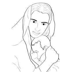 Mother And Child Free Coloring Page for Kids