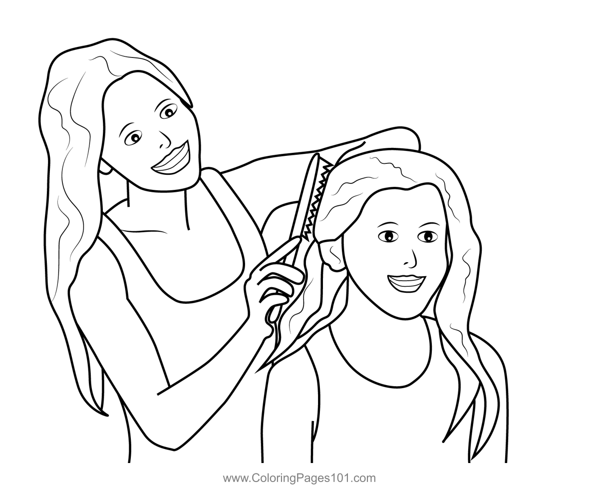 Mother Combing Daughter Hair