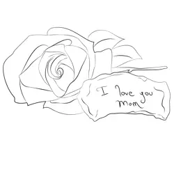 Mothers Day Rose Free Coloring Page for Kids