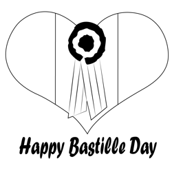 Bastille Day Heart Card Free Coloring Page for Kids