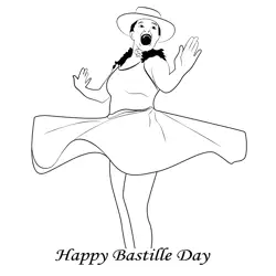 Dancer At Bastille Day Celebration Free Coloring Page for Kids