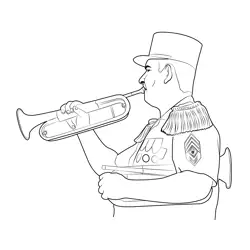Foreign Legion Bugler Bastille Day Free Coloring Page for Kids