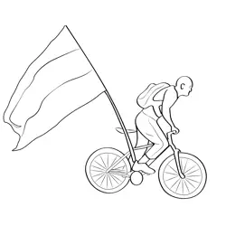 A Patriotic Cyclist Celebrates Free Coloring Page for Kids