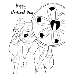 Happy National Day Free Coloring Page for Kids