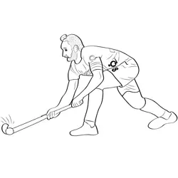 Hockey Player Of India Free Coloring Page for Kids