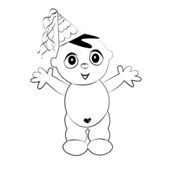 Cartoon Of Happy New Year Baby Free Coloring Page for Kids