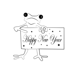 Frog New Year Free Coloring Page for Kids