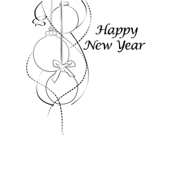 Happy New Year Boll Free Coloring Page for Kids