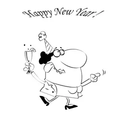 Happy New Year Drinking Free Coloring Page for Kids
