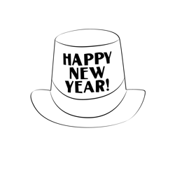 Happy New Year Hat Free Coloring Page for Kids