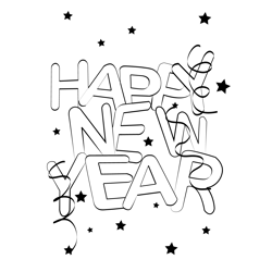 Happy New Year Images Free Coloring Page for Kids