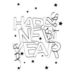 Happy New Year Images Free Coloring Page for Kids