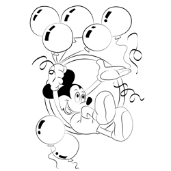 Happy New Year Mickey Mouse Free Coloring Page for Kids