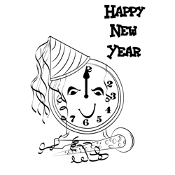 Happy New Year Time Free Coloring Page for Kids