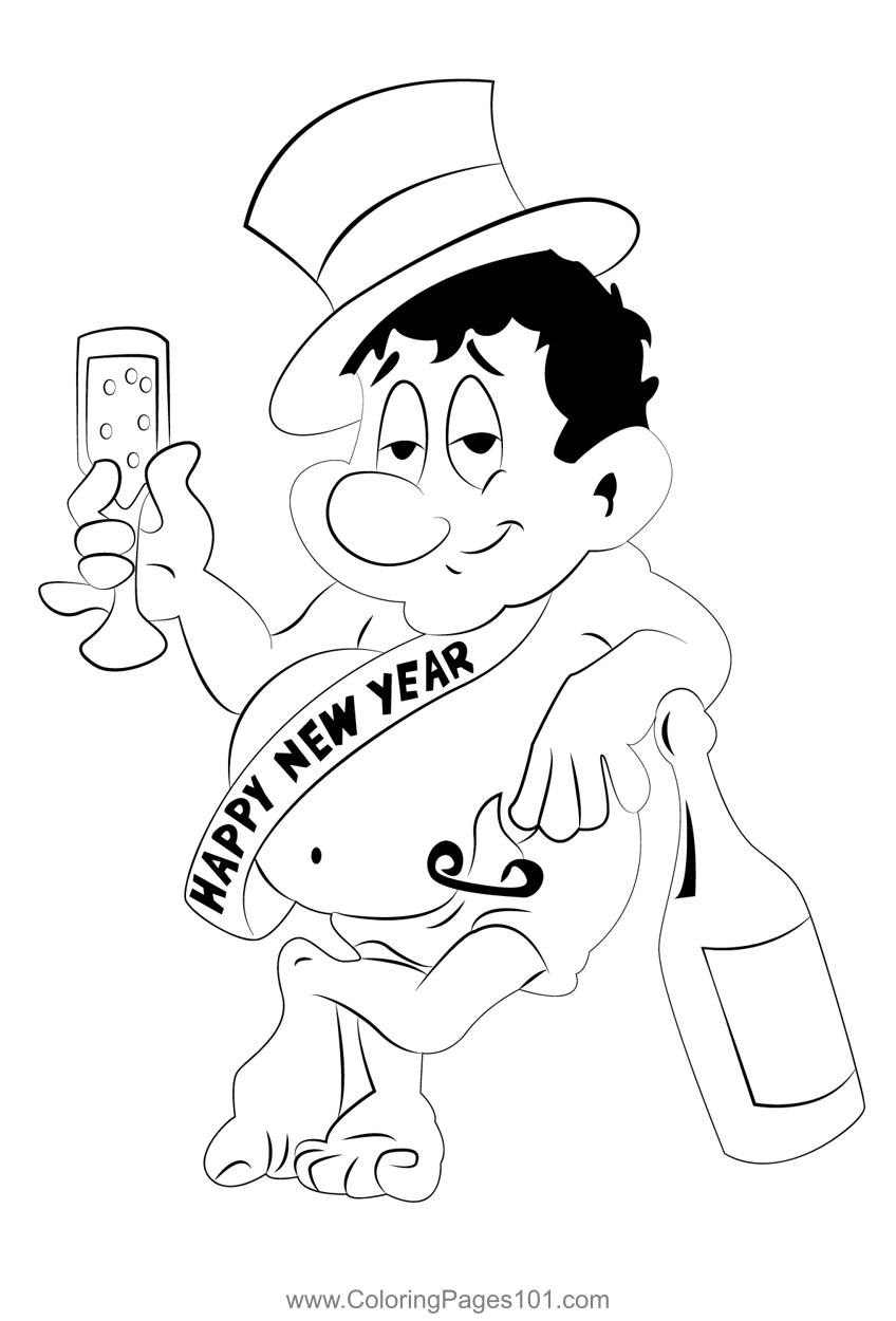 Man Drinking Happy New Year