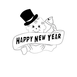 New Year Baby Free Coloring Page for Kids
