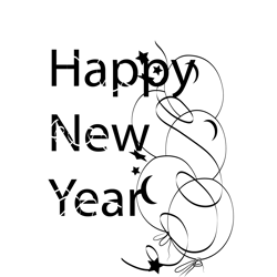 New Year Balloon Free Coloring Page for Kids