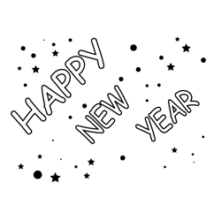 New Year Card Free Coloring Page for Kids