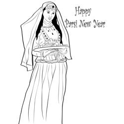 Beautiful Parsi Women Free Coloring Page for Kids