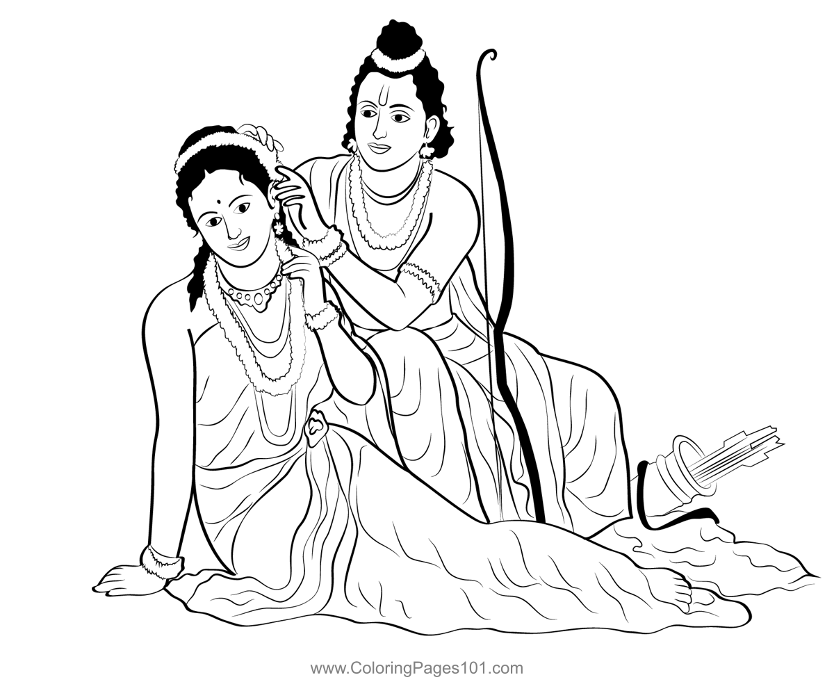 Ram Sita Garden Coloring Page For Kids Free Rama Navami Printable ram-sita-garden-coloring-page-for-kids-free-rama-navami-printable